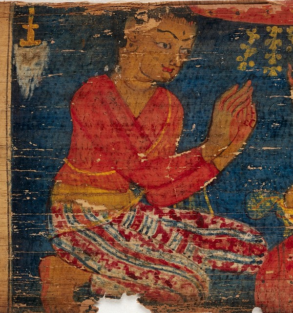Palm leaf manuscript teacher and pupil